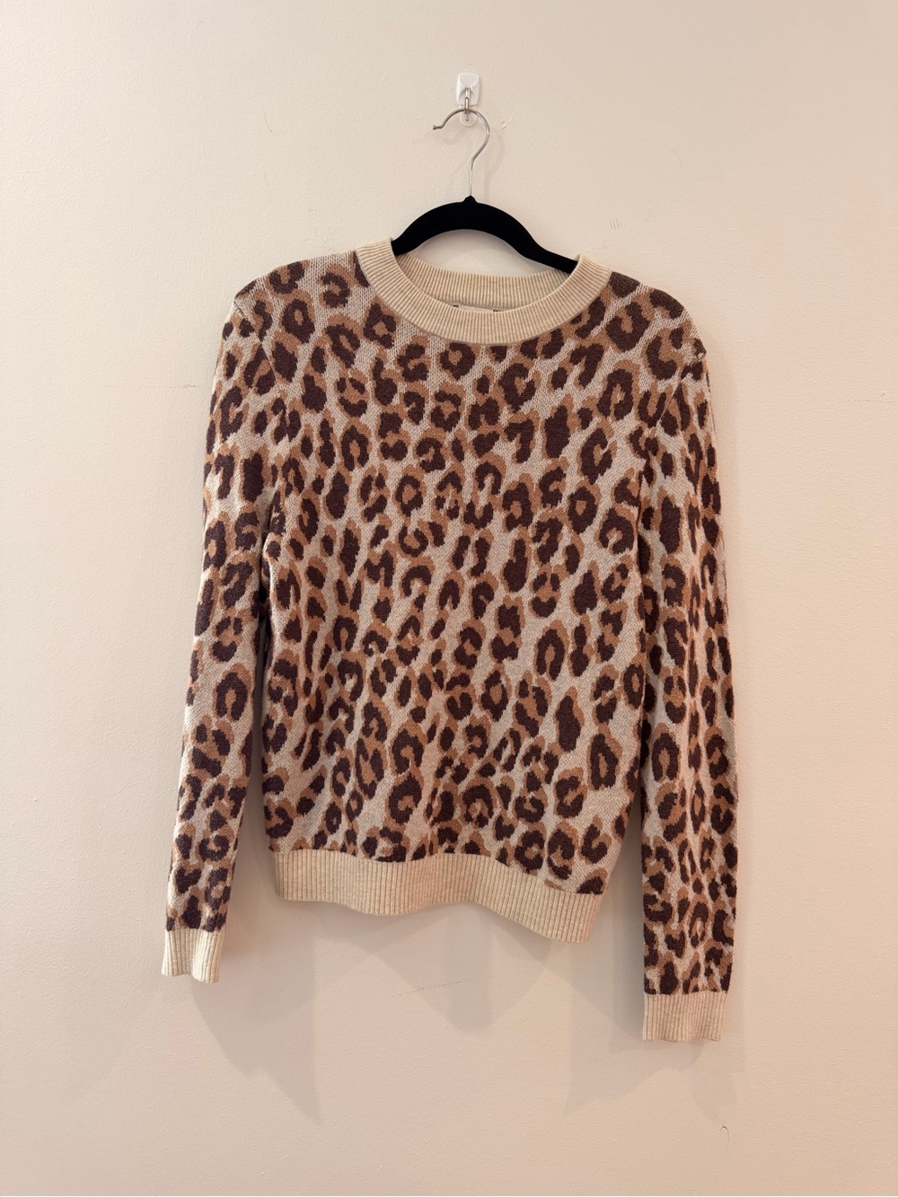 a new day Leopard Print Crewneck Sweater - Beige and Brown